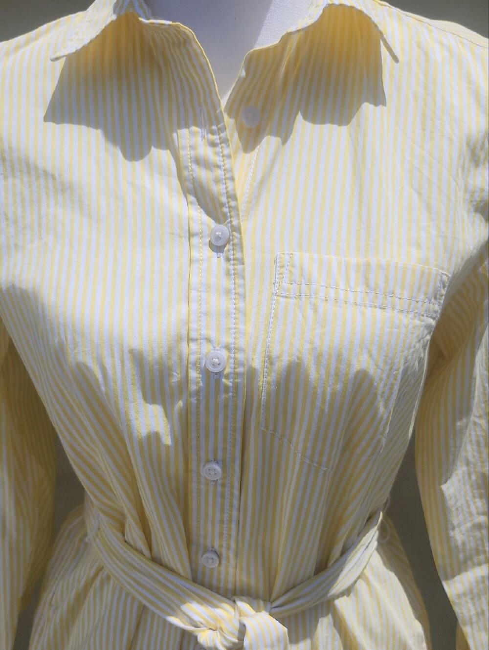 J. Crew Pale Yellow Striped Long-Sleeve Shirt Dress - Picture 10 of 11